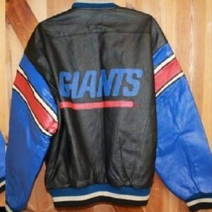NFL NEW YORK GIANTS GENUINE LEATHER COAT SIZE MEDIUM